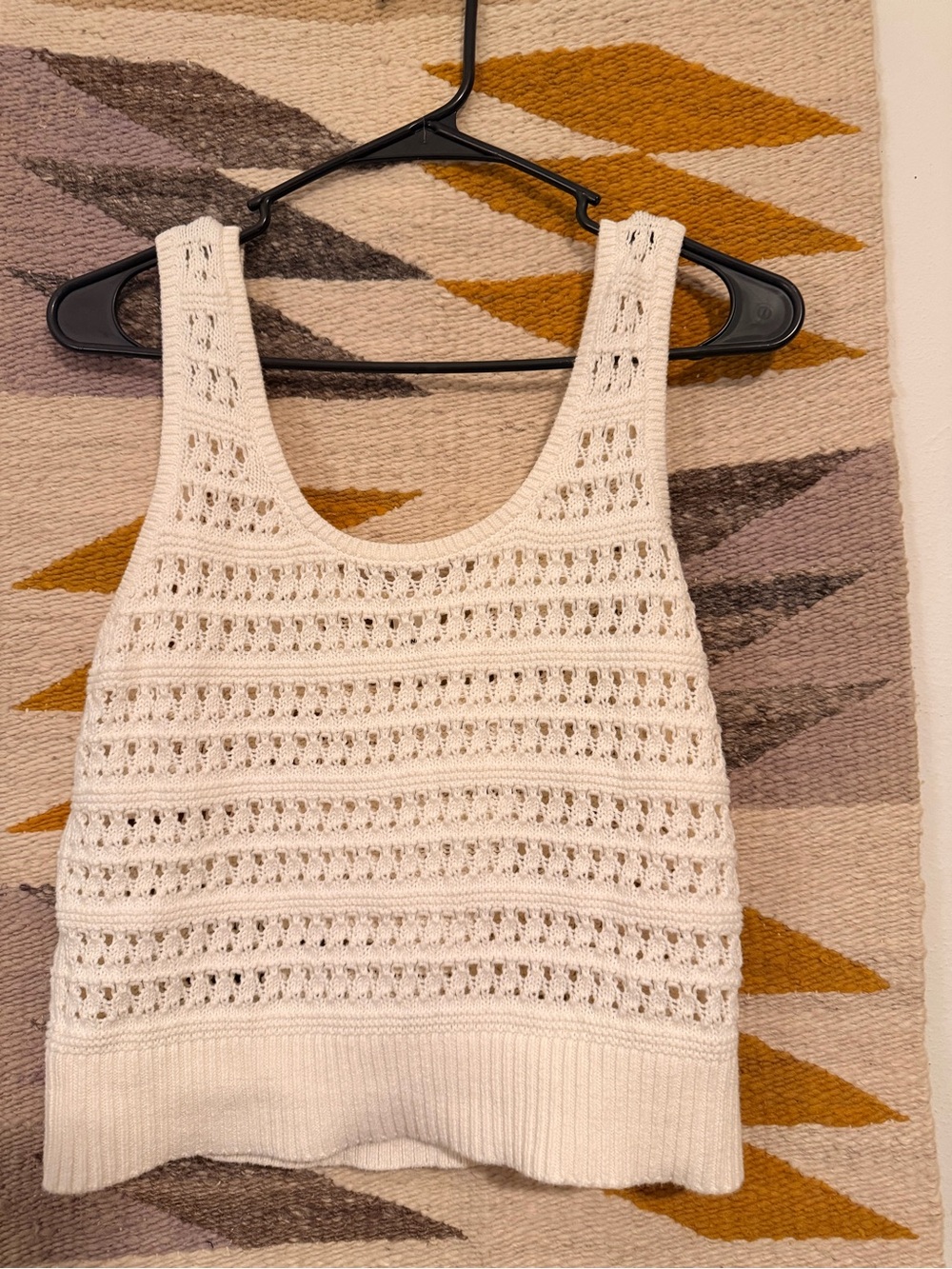 Old Navy Cream Crochet Knit Tank Top